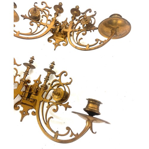 88 - Pair antique brass wall mounted ornate sconces approximate measurements of each: Height 8 inches, Wi... 