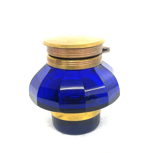 561 - Victorian ink stand with blue glass ink well