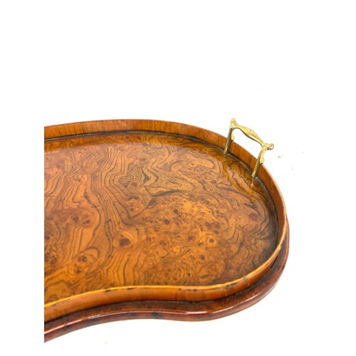 91 - Burr Walnut kidney shaped vintage tray, approximate measurements 22 x 12 inches