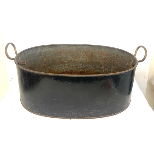 313 - Large vintage metal cooking lidded pot, approximate measurements: Height 14 inches, Width 27.5 inche... 