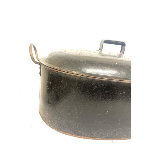 313 - Large vintage metal cooking lidded pot, approximate measurements: Height 14 inches, Width 27.5 inche... 