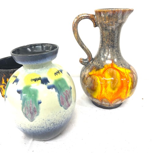 278 - Selection West Germany pottery pieces to include handle jug, volcanic glaze planter etc