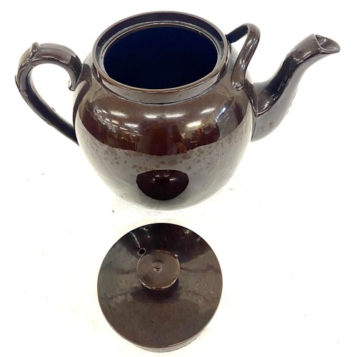 25 - Large pottery brown teapot, approximate height 9 inches