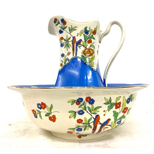 236 - Vintage Royal Fenton jug and bowl set, good overall condition, some paint chips