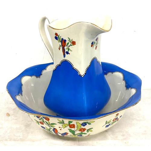 236 - Vintage Royal Fenton jug and bowl set, good overall condition, some paint chips