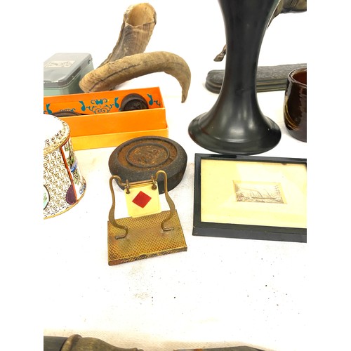 330 - Selection of miscellaneous collectables to include paperweight, vase, horn etc.