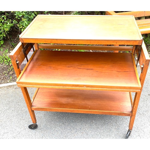 436 - Teak metamorphic tea trolley, vintage tea trolley