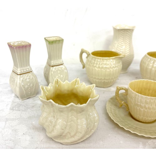 241 - Selection of Irish pottery to include some Belleek pieces, Carrigaline etc, Belleek swan is damaged