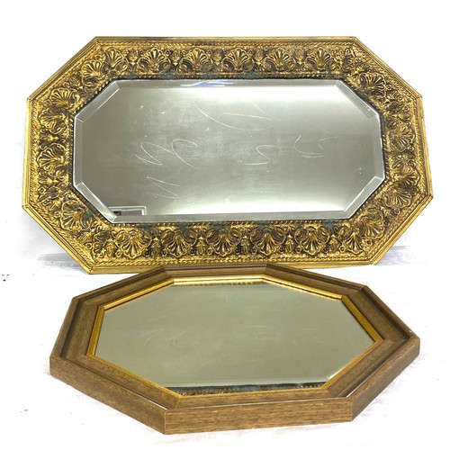 140 - 2 Vintage framed mirrors, brass ornate framed mirror measures approximately Height 18 x 30 inches