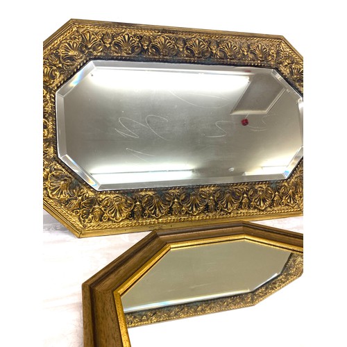 140 - 2 Vintage framed mirrors, brass ornate framed mirror measures approximately Height 18 x 30 inches