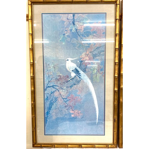 401 - Pair bamboo effect framed prints, approximate frame measurements: Width 22 inches, Length 37 inches