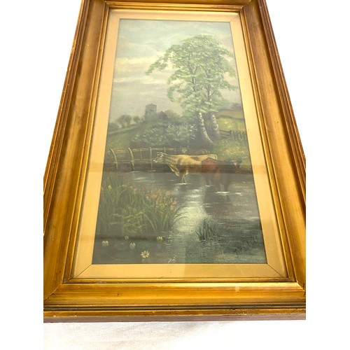 192 - Vintage framed oil painting by T Bailiss, approximate frame measurements: 27.5 inches tall, Width 15... 