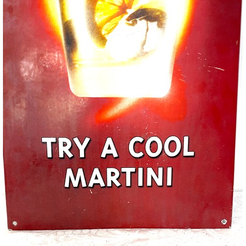 72 - Vintage metal try a cool Martini sign, approximate measurements: Height 17.5 inches, Width 12 inches