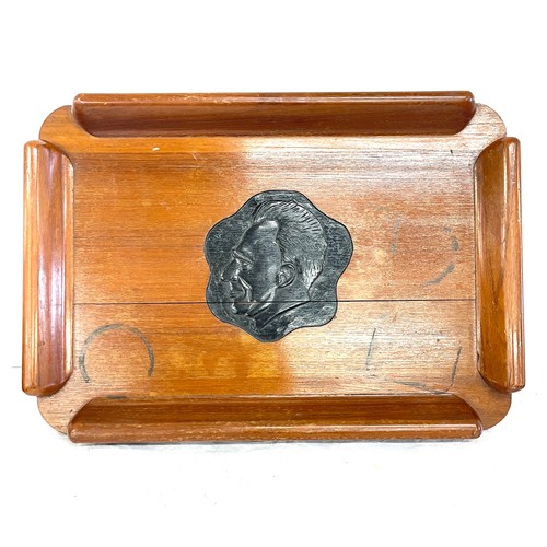 128 - Large vintage carved butlers tray, approximate measurements:  Length 23 inches Width 16 inches