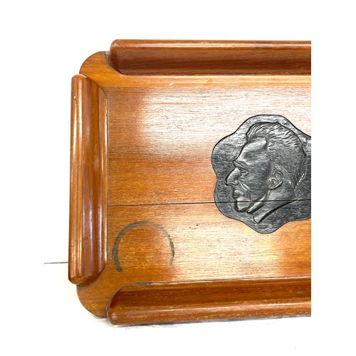 128 - Large vintage carved butlers tray, approximate measurements:  Length 23 inches Width 16 inches