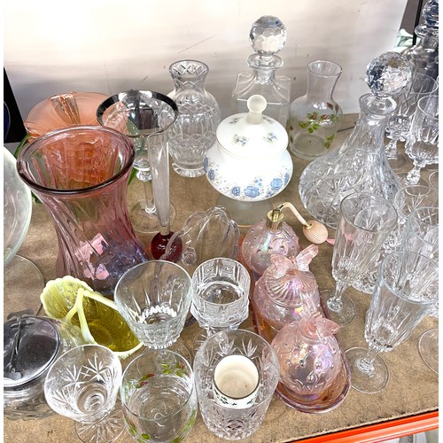 415 - Large selection of glassware to include decanter, drinking glasses, vases etc