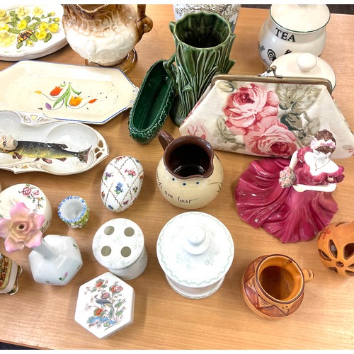 342 - Selection of miscellaneous pottery to include vases, lady ornament, Wade Port barrel etc to include ... 