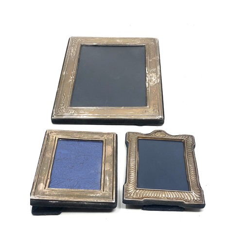 21 - 3 vintage silver picture frames largest measures approx 22cm by 17cm