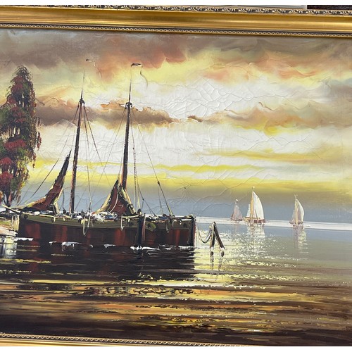 148 - 2 Signed Framed oil paintings on canvas, approximate measurement of largest frame: 22.5 by 42 inches