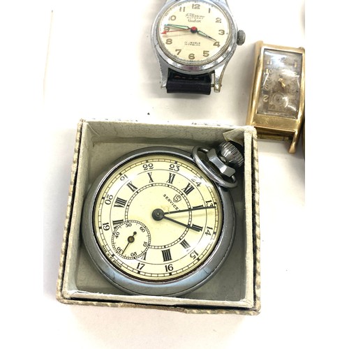 554 - Selection of vintage gents wrist and pocket watches to include Roidor, Fortissimo Bulova, all untest... 