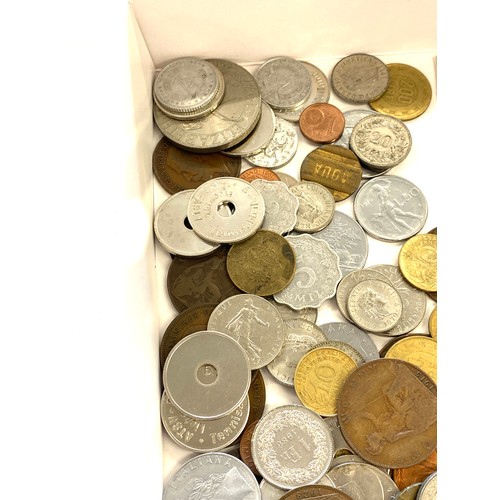 485 - Tray of assorted coins to include foreign etc