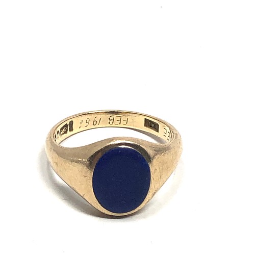 277 - 9ct gold lapis signet ring (3.8g)