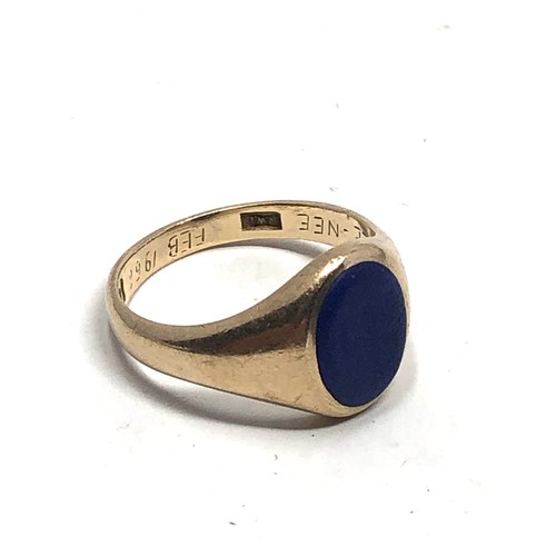 277 - 9ct gold lapis signet ring (3.8g)