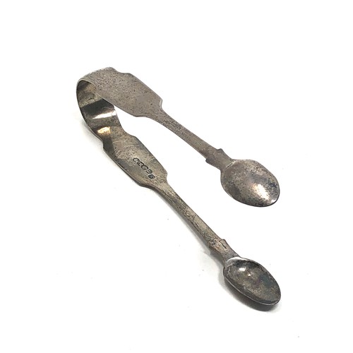 16 - Antique irish silver sugar tongs