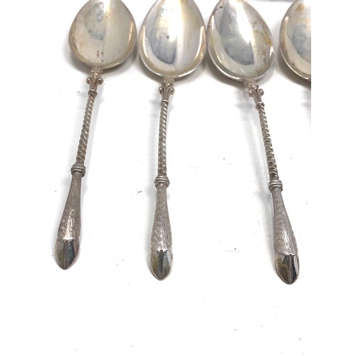 38 - 6 antique continental 800 silver tea spoons & sugar tongs hoof foot handles