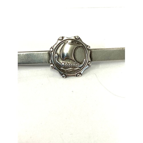 594 - Selection of vintage and later silver items includes King mark Georg Jensen pin, 2 Danish tie clips,... 