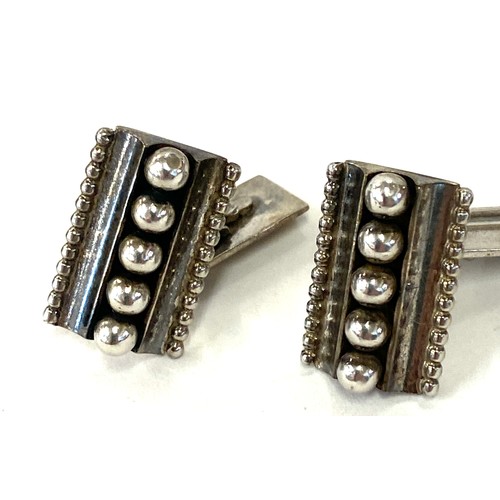 594 - Selection of vintage and later silver items includes King mark Georg Jensen pin, 2 Danish tie clips,... 