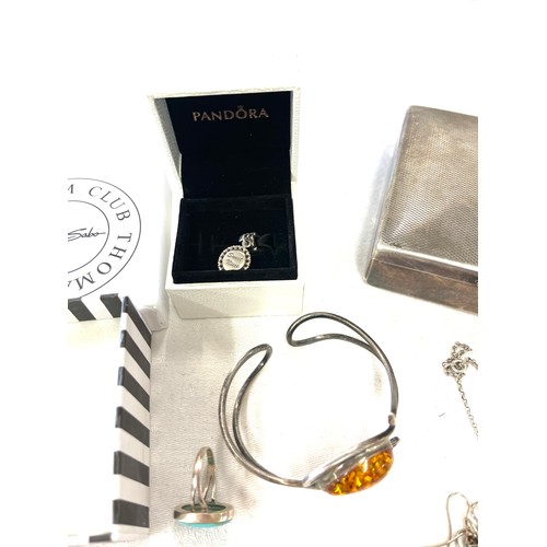 494 - Selection of silver and costume jewellery includes Pandora, Thomas Sabo, silver and amber etc