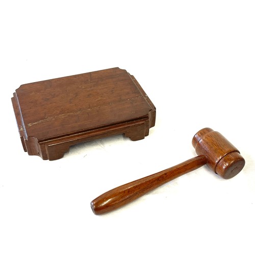 143 - Vintage oak gavel and stand set, 