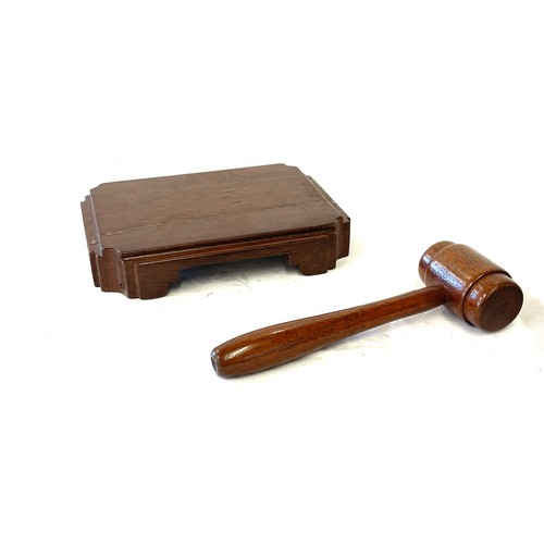 143 - Vintage oak gavel and stand set, 