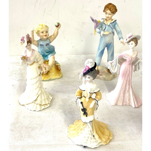 79 - Selection of Coalport lady figures (1 has been repaired) , 2 Royal Worcester figures 3087, 3256