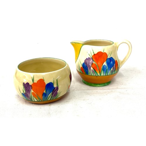 461 - Clarice Cliff Crocus pattern Milk jug and Sugar bowl