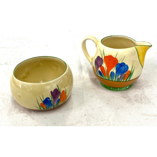 461 - Clarice Cliff Crocus pattern Milk jug and Sugar bowl