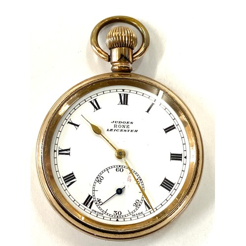 607 - Gold plated pocket watch marked Rone Leicester