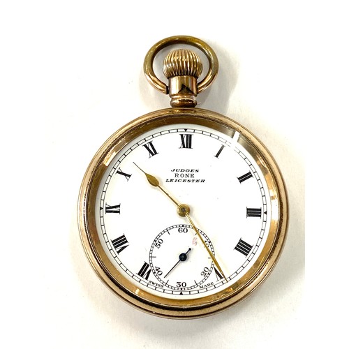 607 - Gold plated pocket watch marked Rone Leicester