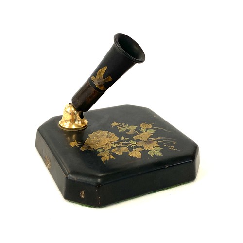 614 - Signed lacquered Japanese antique pen stand