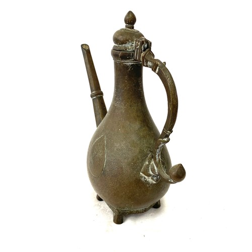 200 - 19th century antique indo persian Indian moghul bronze ewer, approximate height 10 inches, overall w... 