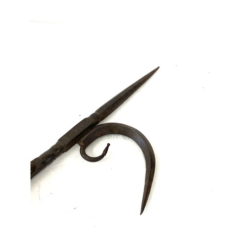 158 - 18th, 19th century Indian Ankus elephant goad, Steel spikes with wooden handle, length 61cm