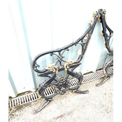 100M - Pair of mythical beast cast iron bench ends no 9