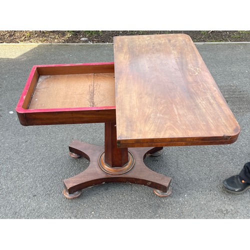 444 - Victorian mahogany card table, in need of re-polishing, approximate measurements: Height 28.5 inches... 