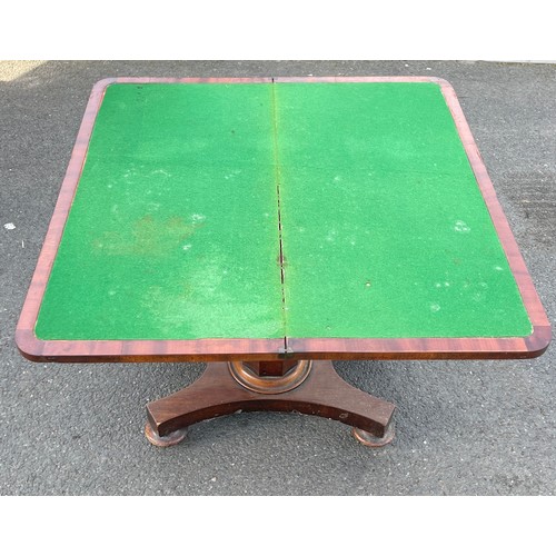 444 - Victorian mahogany card table, in need of re-polishing, approximate measurements: Height 28.5 inches... 