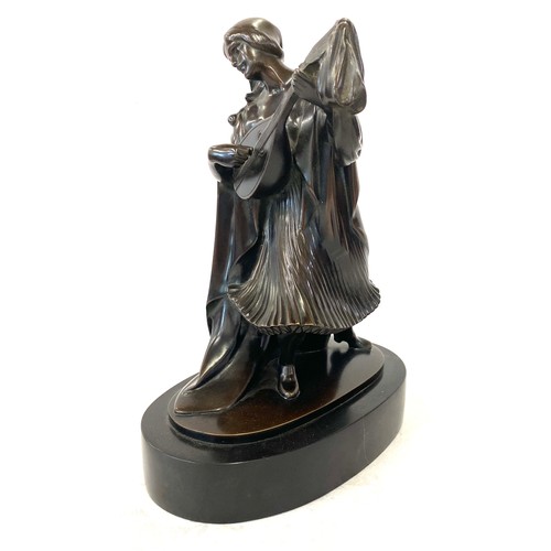 595 - Bronze figure signed by K Perl, approximate height: 10.5 inches