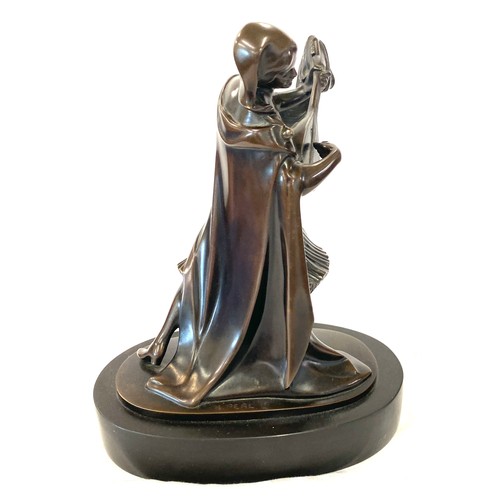 595 - Bronze figure signed by K Perl, approximate height: 10.5 inches