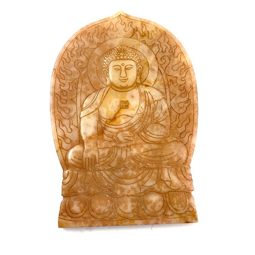 592 - Vintage Chinese stone buddha approximate measurements: 18 x 12 cm