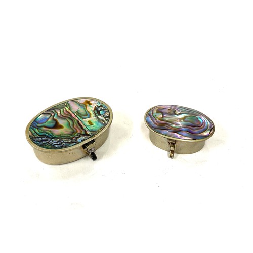 585 - Mexican silver abalone pill box, plus one other