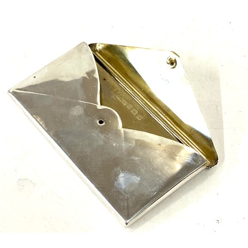 536 - Hallmarked silver envelope design card case, approximate measurements: Height 2 by 3 inches. approxi... 